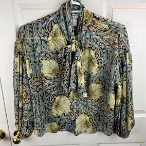 Morris & Co. x H&M Pussy Bow Floral Blouse Size 6